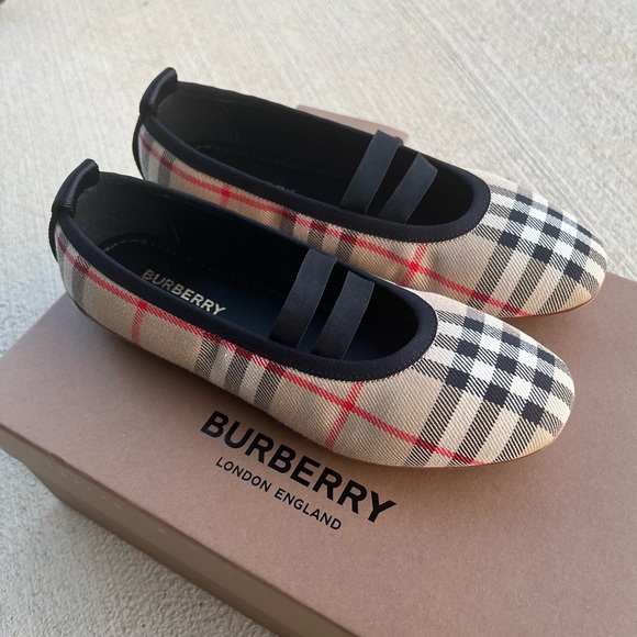 Burberry Kids Logo-Detail Check Ballerina Shoes, Size EU 35, UK 2.5 NEW in Box - Picture 5 of 16